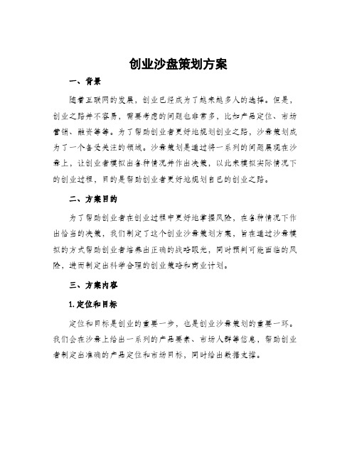 创业沙盘策划方案