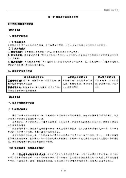 绩效管理-知识点重新整理