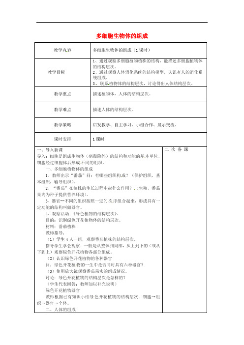 231.苏教版七年级生物上册《 第4章 第3节 单细胞生物》教案 (4)