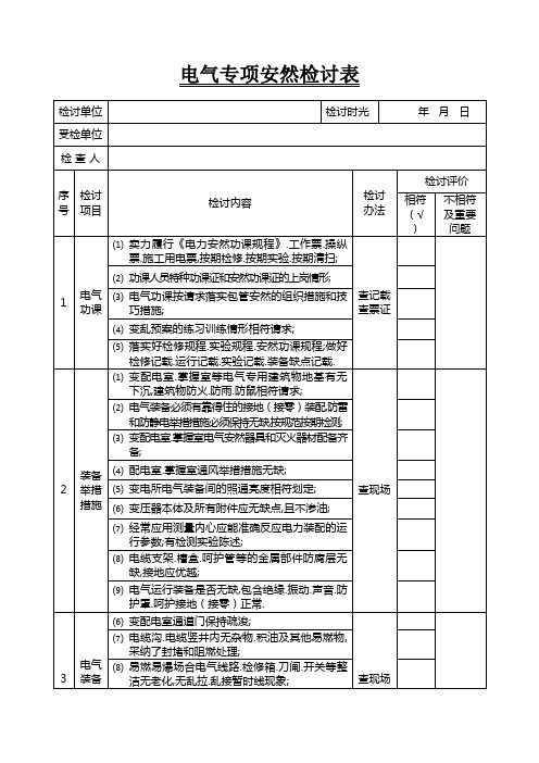 电气专项安全检查表