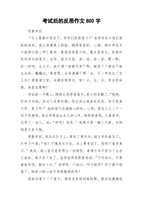 考试后的反思作文800字_作文