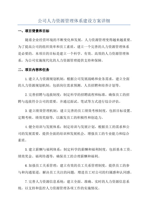 公司人力资源管理体系建设方案详细