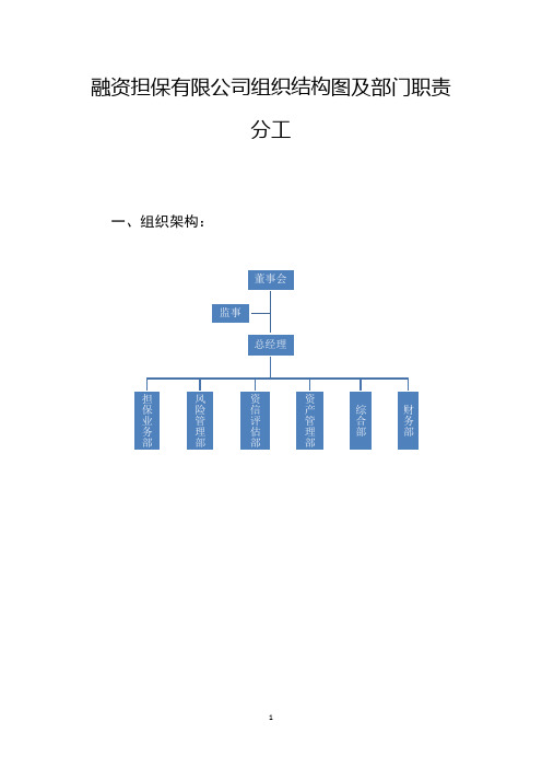 融资担保有限公司组织结构图及部门职责分工