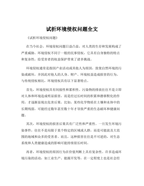 试析环境侵权问题全文