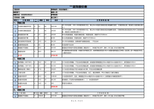 装饰公司装修预算表