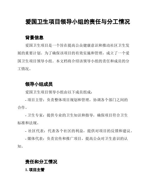 爱国卫生项目领导小组的责任与分工情况