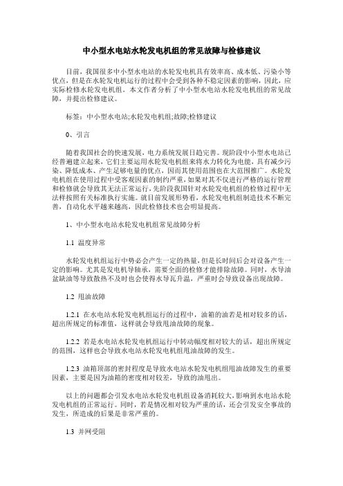 中小型水电站水轮发电机组的常见故障与检修建议