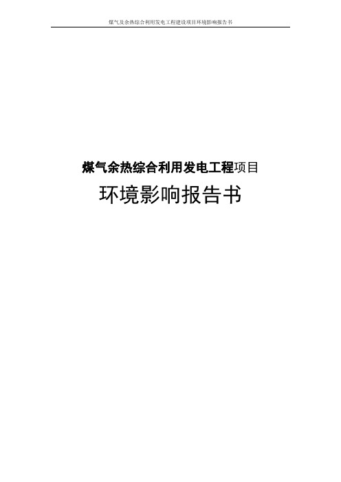 煤气与余热综合利用发电工程新建项目环境影响报告书