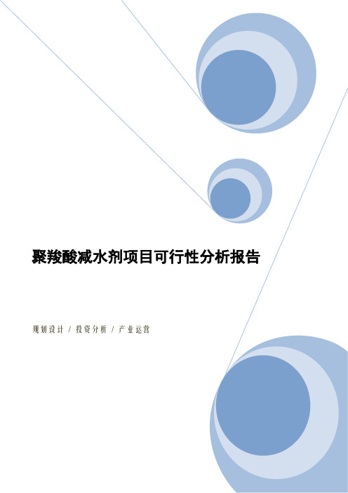 聚羧酸减水剂项目可行性分析报告