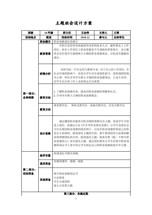 43.中等职业学校班主任能力比赛主题班会设计职业道德