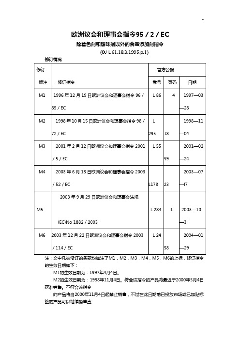 欧洲议会和理事会指令952EC