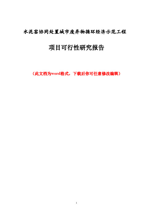 水泥窑协同处置城市废弃物循环经济示范工程项目可行性研究报告