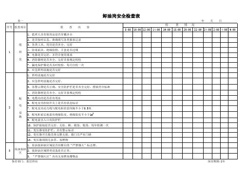 卸油岗安全检查表