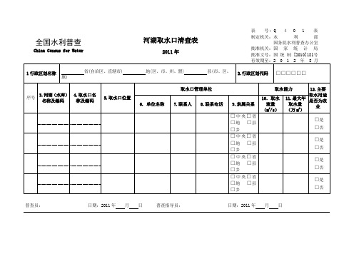 全国水利普查河湖取水口清查表