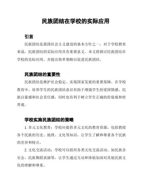 民族团结在学校的实际应用