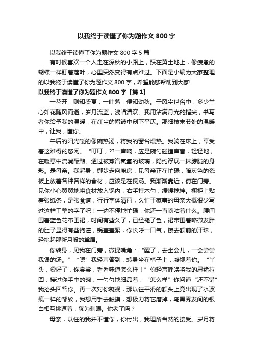 以我终于读懂了你为题作文800字