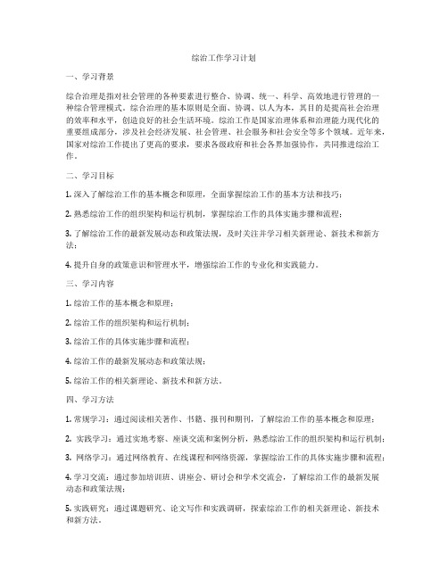 综治工作学习计划