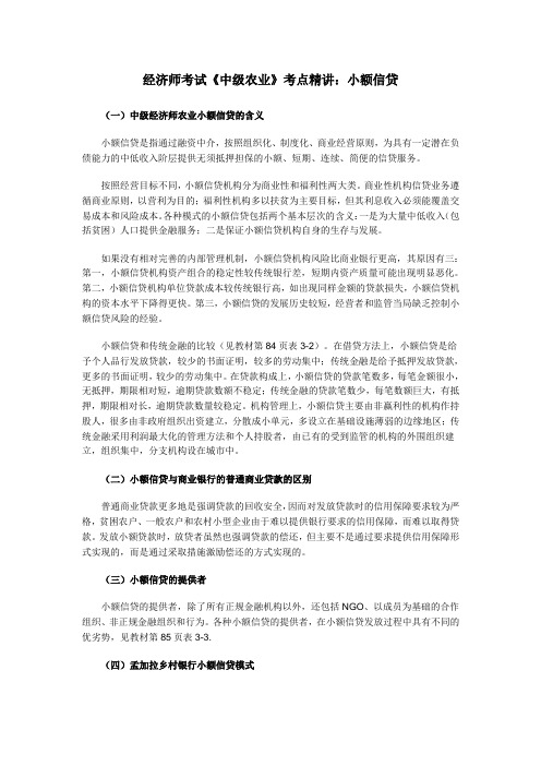 经济师考试《中级农业》考点精讲：小额信贷