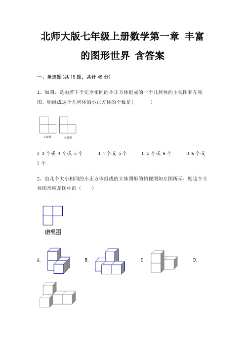 北师大版七年级上册数学第一章 丰富的图形世界 含答案