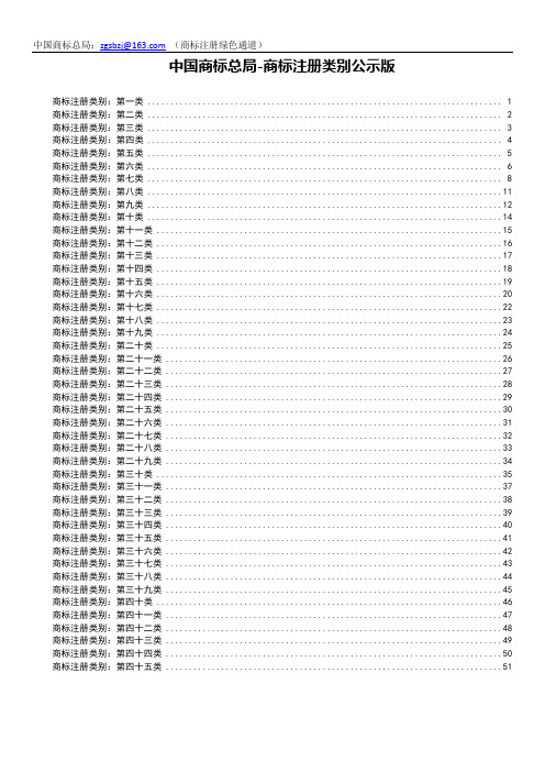 中国商标总局商标注册类别公示版精讲