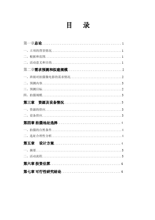 微电影拍摄可行性分析报告