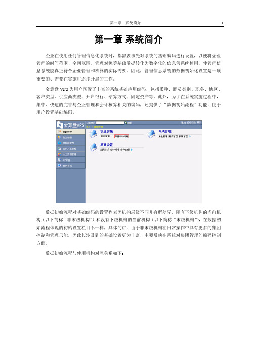 金算盘产品手册VPS-数据初始流程