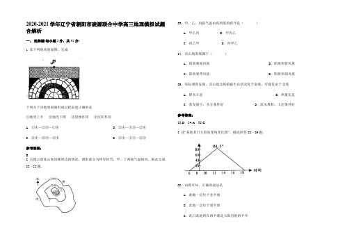 2020-2021学年辽宁省朝阳市凌源联合中学高三地理模拟试题含解析