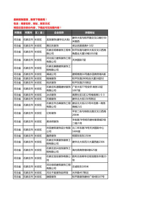 新版河北省石家庄市长安区装修公司企业公司商家户名录单联系方式地址大全186家