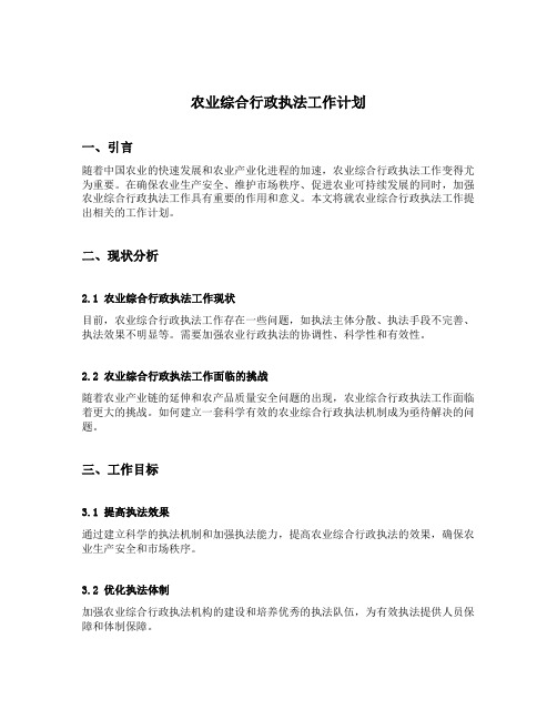 农业综合行政执法工作计划