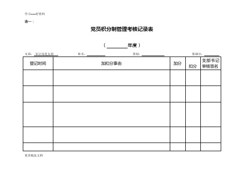 党员积分制考核表格汇编