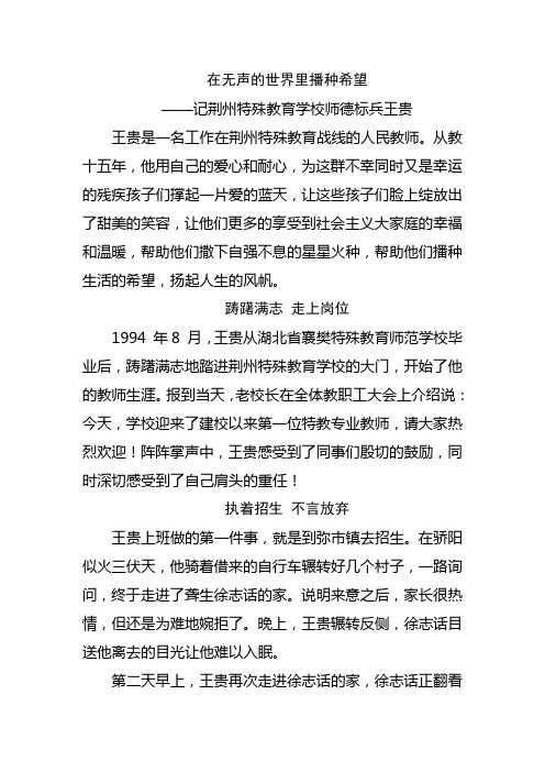 特殊教育教师先进个人优秀事迹材料范文