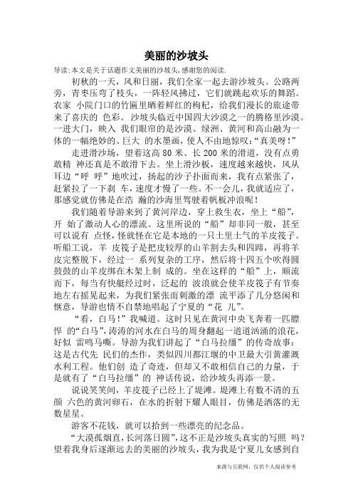 美丽的沙坡头_话题作文