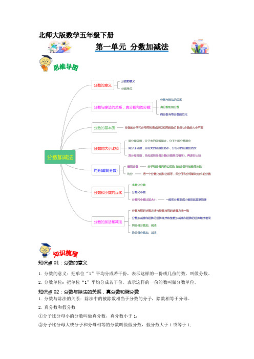 (学生版)人教版小学数学五年级下册第一单元《分数加减法》单元复习讲义