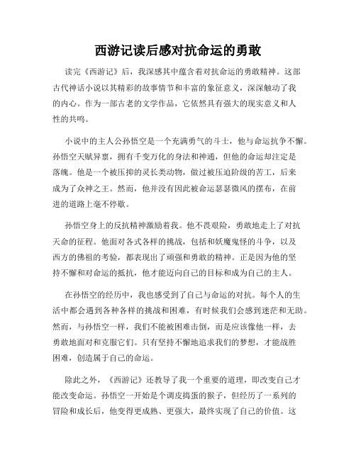 西游记读后感对抗命运的勇敢