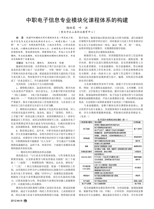 中职电子信息专业模块化课程体系的构建