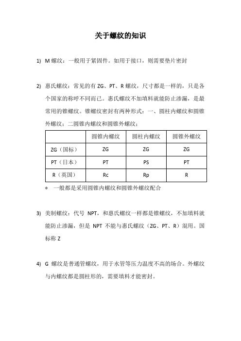 关于螺纹的知识(总结)