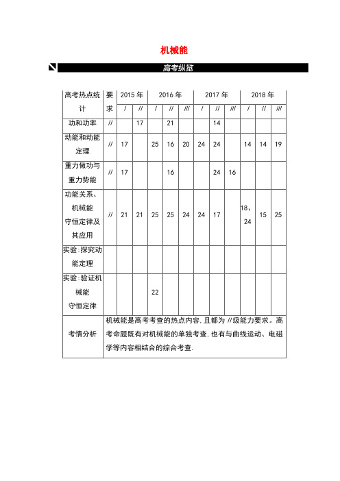 全品复习方案2020届高考物理一轮复习 第5单元 机械能听课正文(含解析)