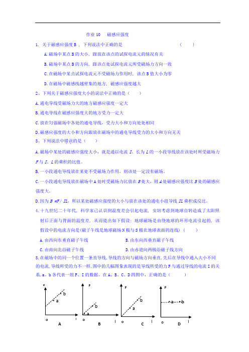 江苏省射阳县第二中学物理选修3-1磁场活作业10  精品