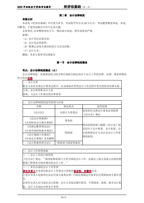 2020年初级会计师考试《经济法基础》基础讲义第二章 会计法律制度