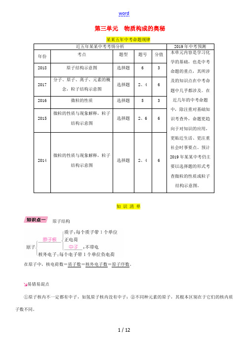 (毕节地区)中考化学总复习 第1编 教材知识梳理篇 第3单元 物质构成的奥秘(精讲)练习-人教版初中