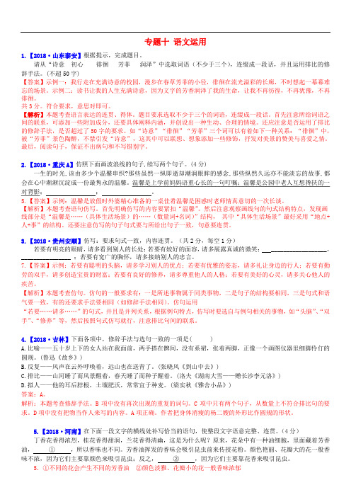 中考语文复习-精编习题-专题十语文运用仿写、补写、修辞