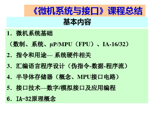 东南大学微机原理复习课(汇编部分)