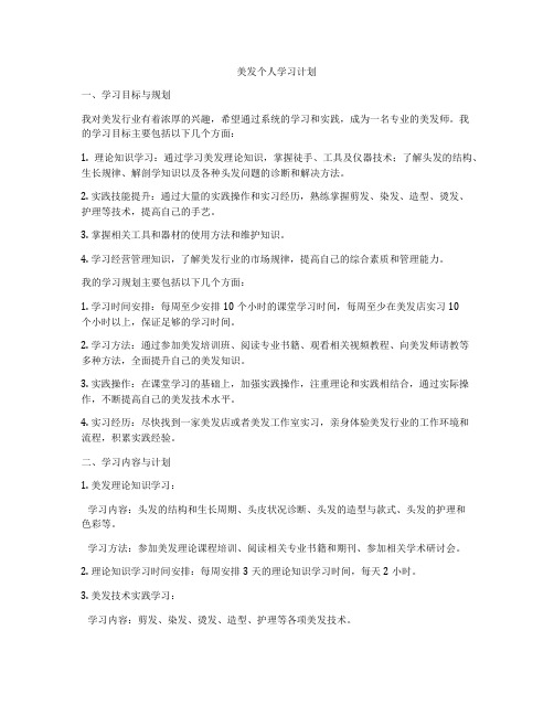 美发个人学习计划