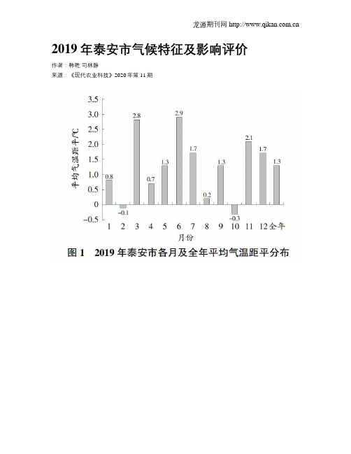 2019年泰安市气候特征及影响评价