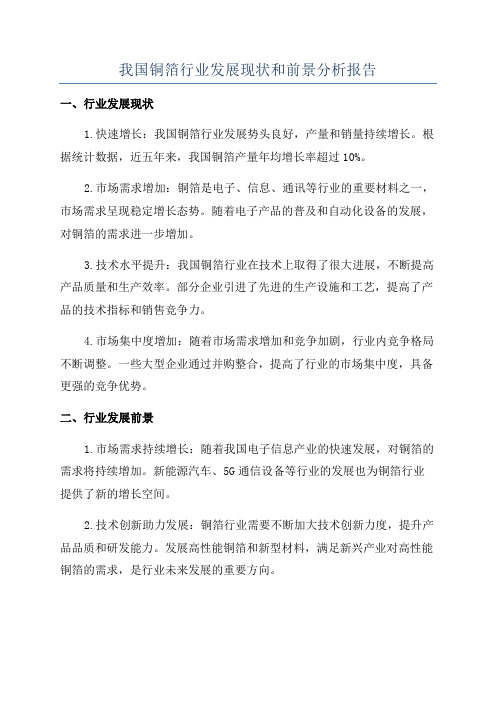 我国铜箔行业发展现状和前景分析报告