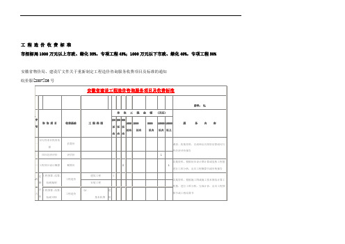 造价收费标准