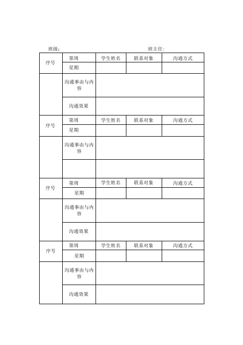 学生家校沟通联系情况记录表