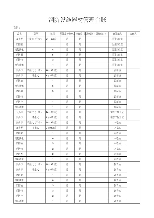 消防设施器材管理台账