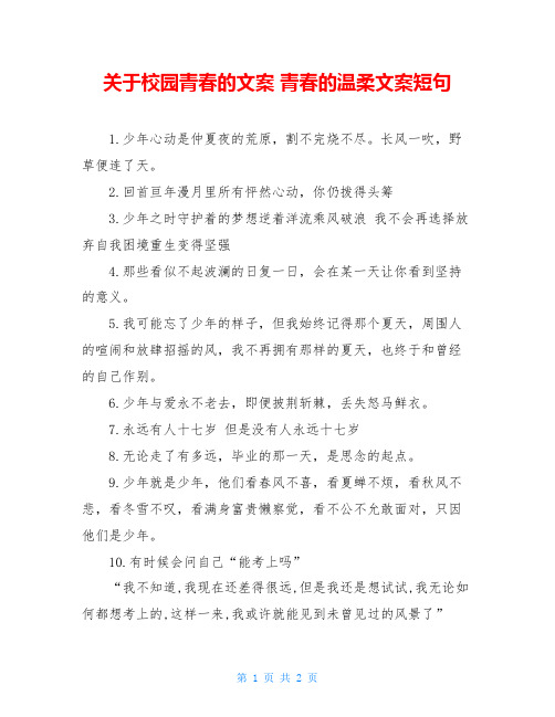 关于校园青春的文案 青春的温柔文案短句