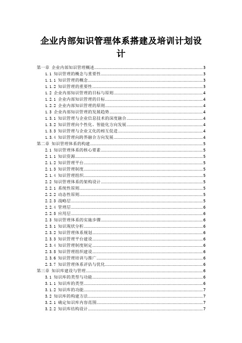 企业内部知识管理体系搭建及培训计划设计